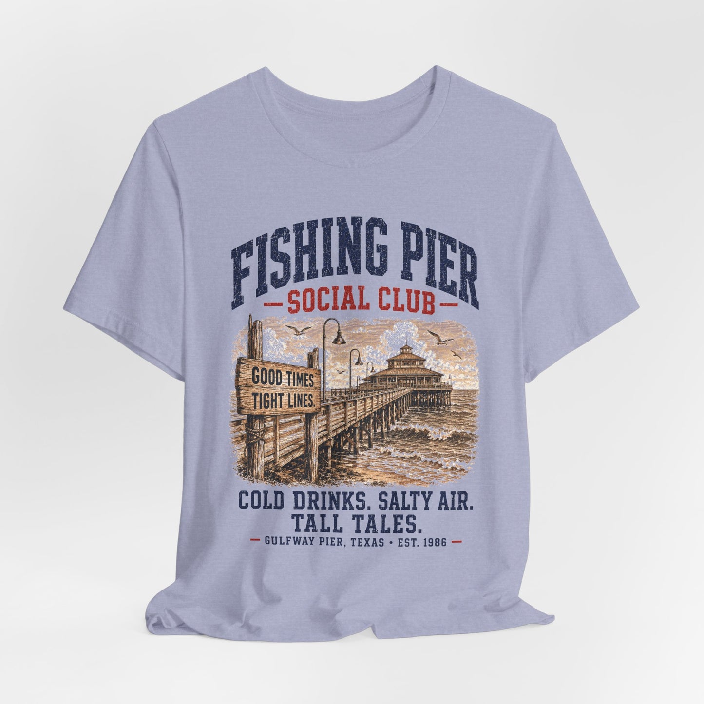 Fishing Pier Social Club Tee — Gulfway Pier Texas Est 1986 — Backlot Supply Archive