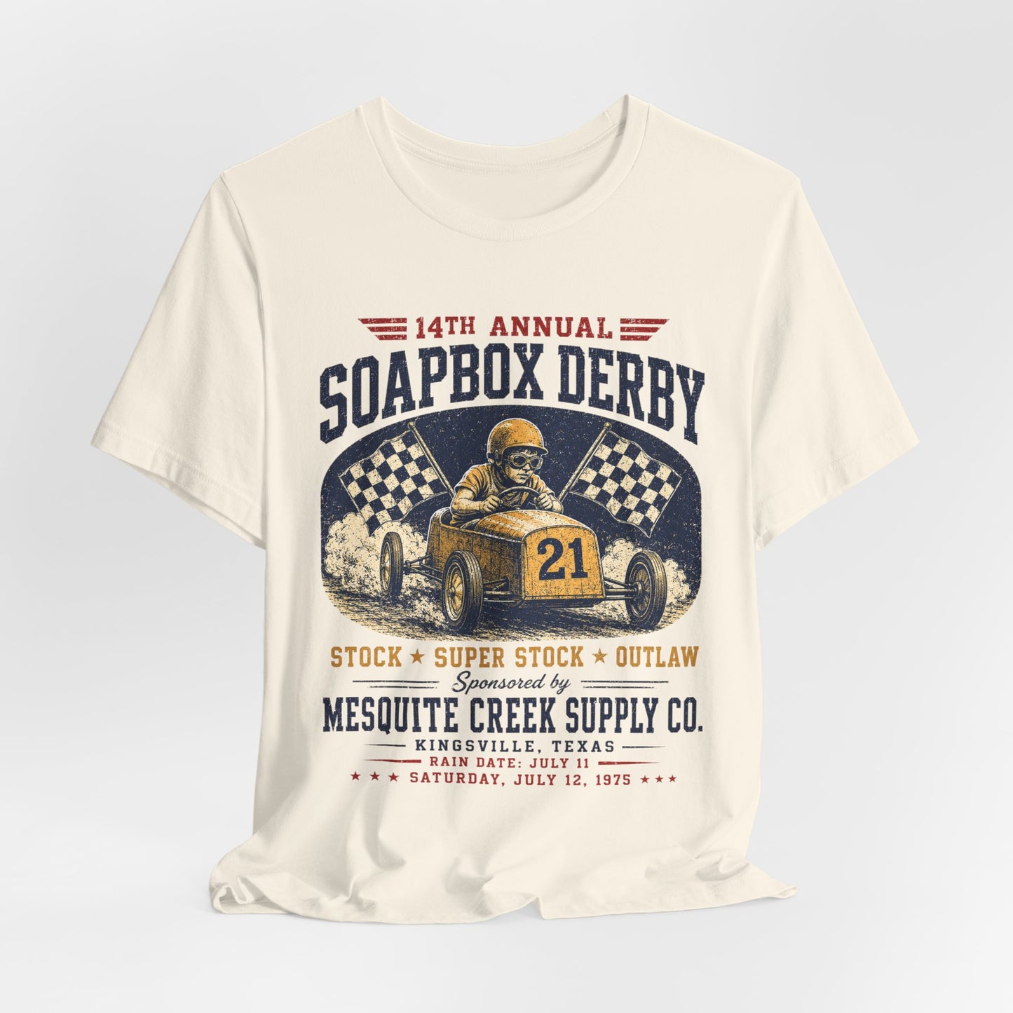 14th Annual Soapbox Derby Tee — Mesquite Creek Supply Co Kingsville Texas — Backlot Supply Archive