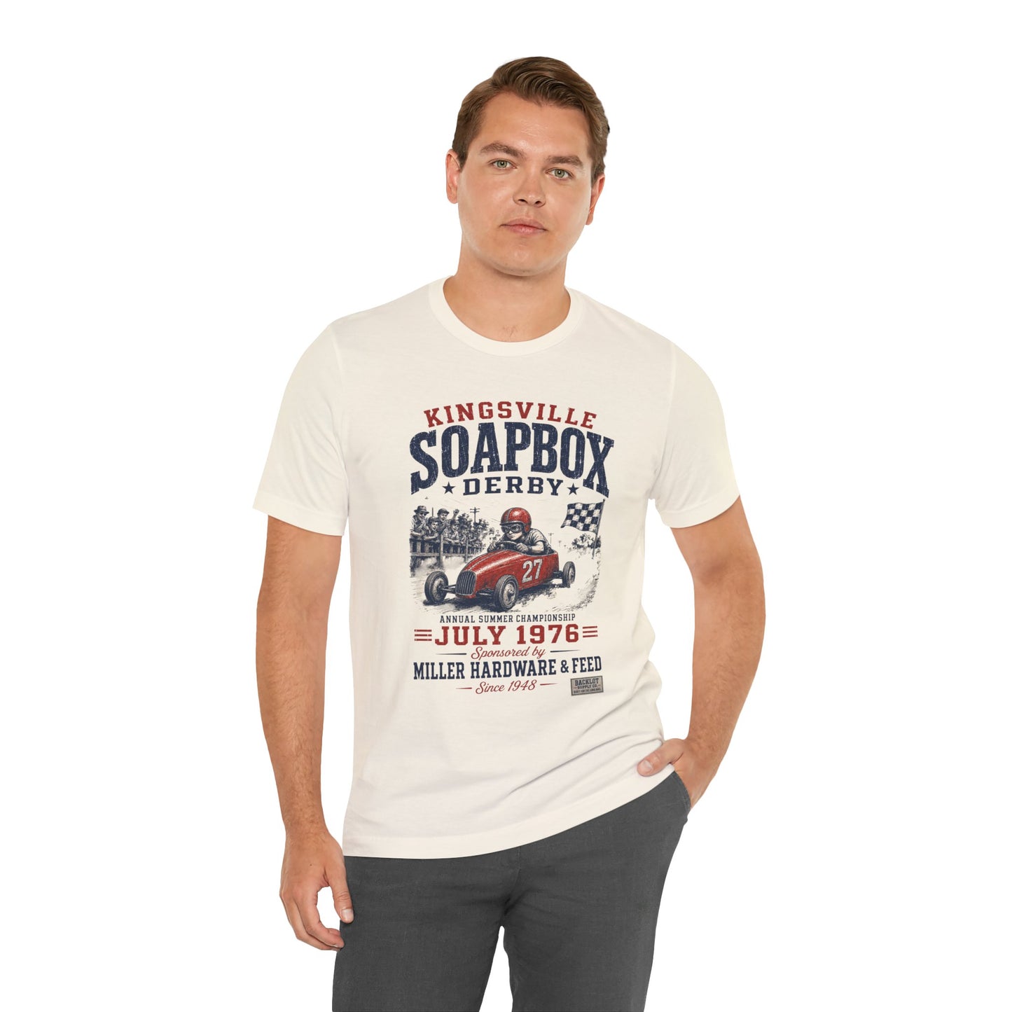 Kingsville Soapbox Derby Tee — Miller Hardware & Feed 1976 — Backlot Supply Archive