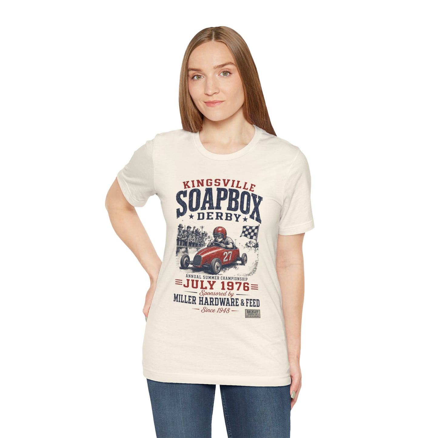 Kingsville Soapbox Derby Tee — Miller Hardware & Feed 1976 — Backlot Supply Archive