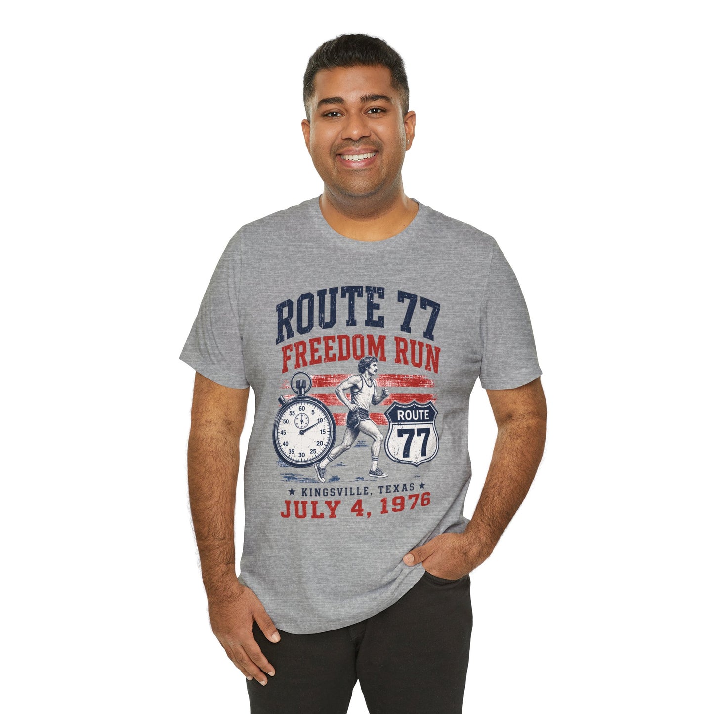 Route 77 Freedom Run Tee — Kingsville Texas July 4 1976 — Backlot Supply Archive