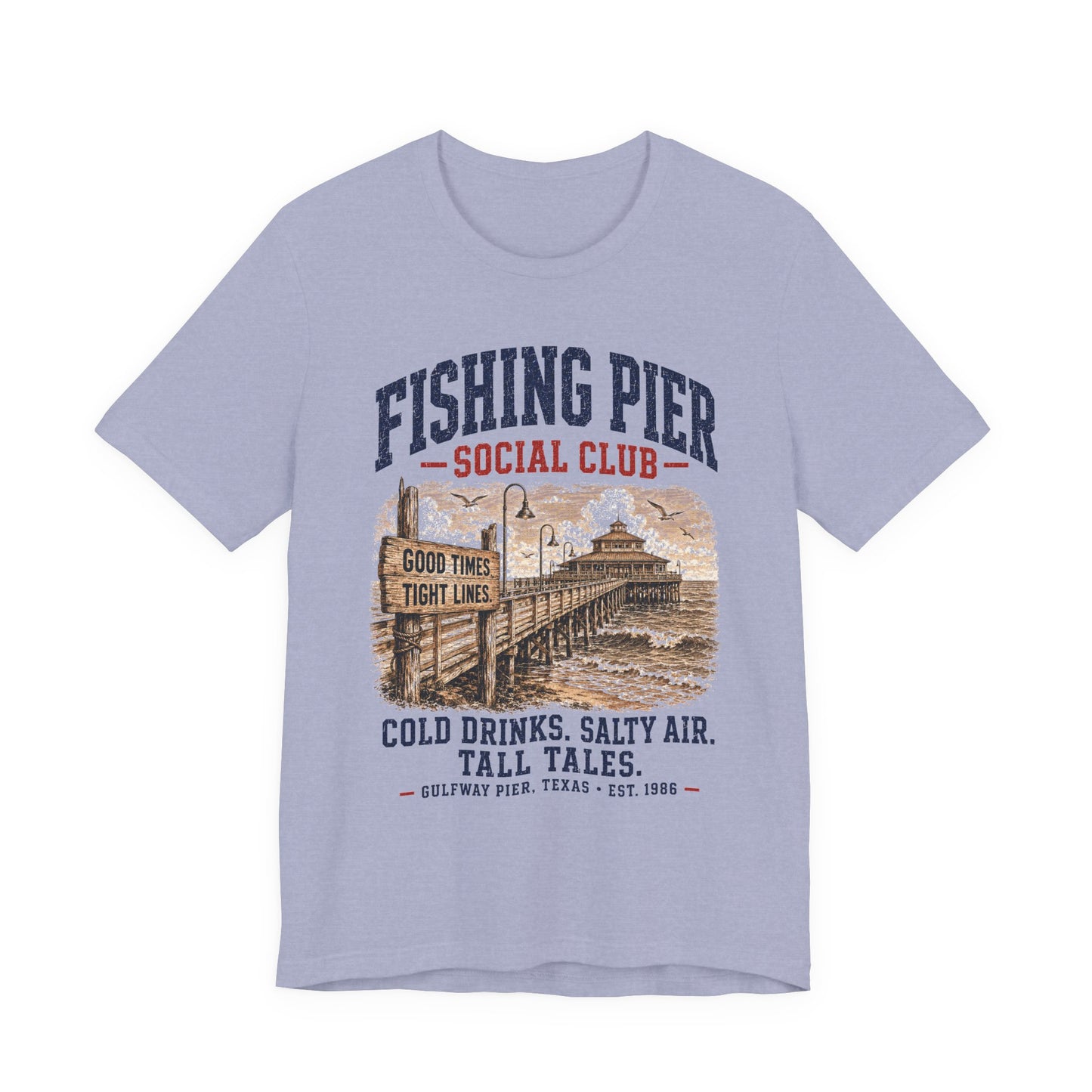 Fishing Pier Social Club Tee — Gulfway Pier Texas Est 1986 — Backlot Supply Archive