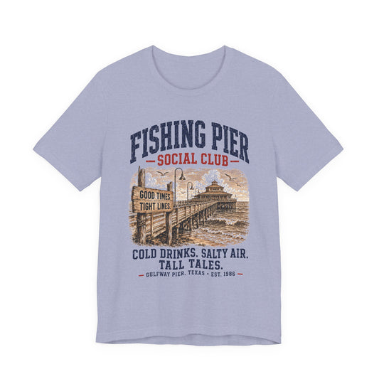 Fishing Pier Social Club Tee — Gulfway Pier Texas Est 1986 — Backlot Supply Archive
