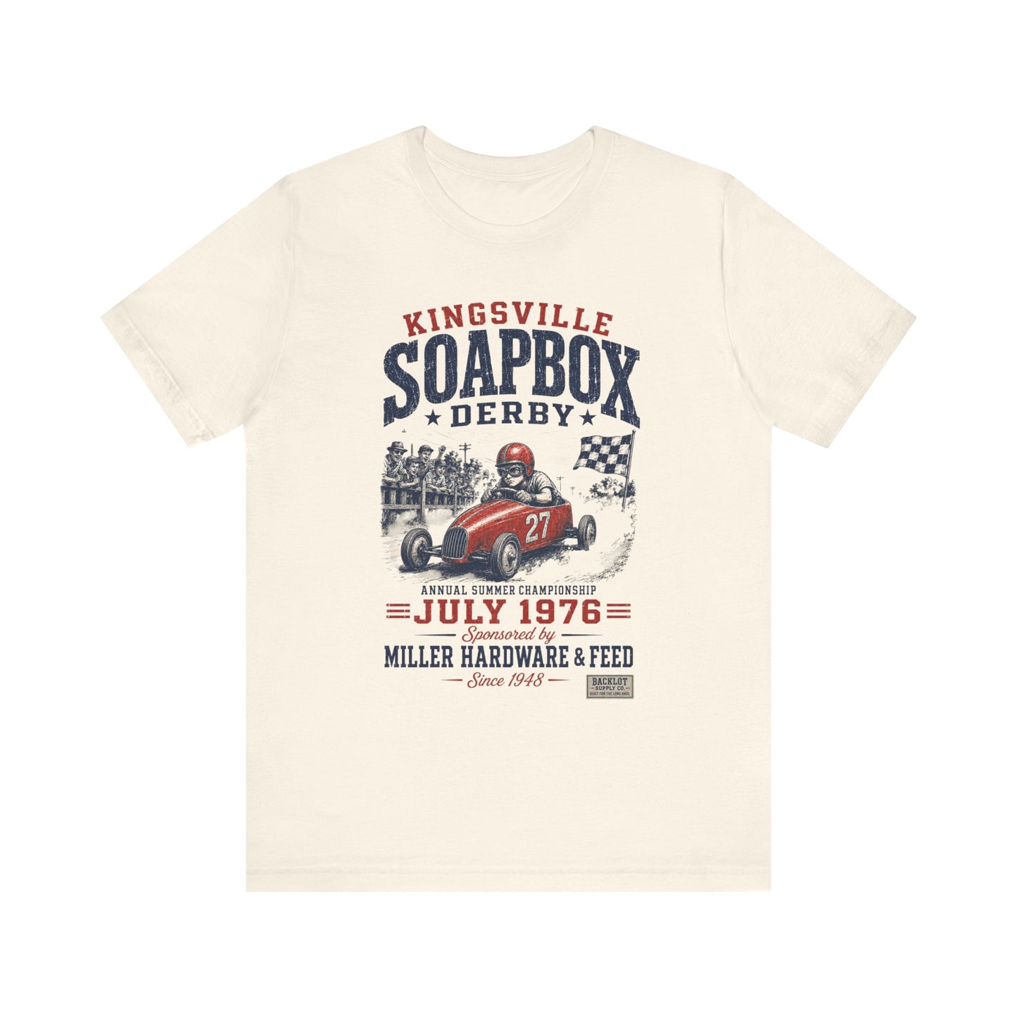 Kingsville Soapbox Derby Tee — Miller Hardware & Feed 1976 — Backlot Supply Archive