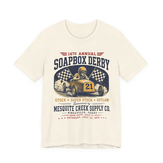 14th Annual Soapbox Derby Tee — Mesquite Creek Supply Co Kingsville Texas — Backlot Supply Archive