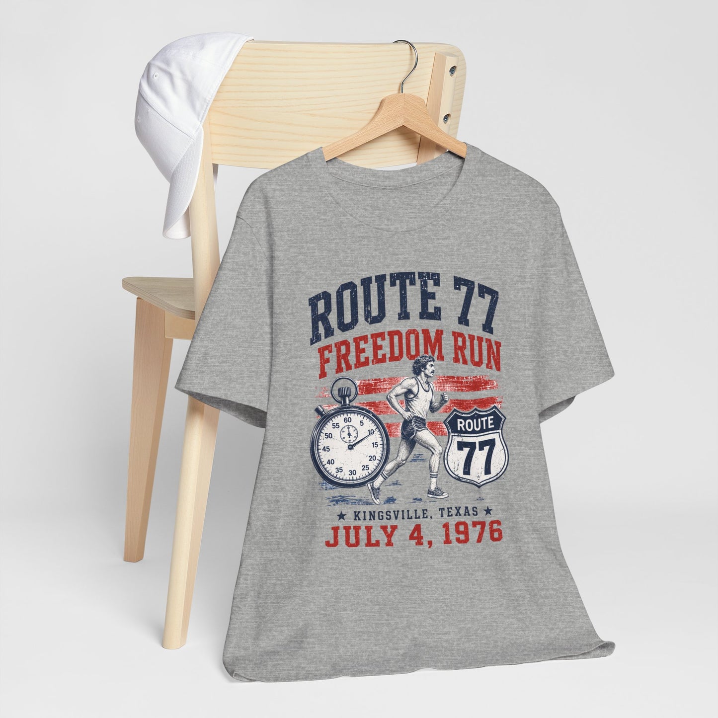 Route 77 Freedom Run Tee — Kingsville Texas July 4 1976 — Backlot Supply Archive