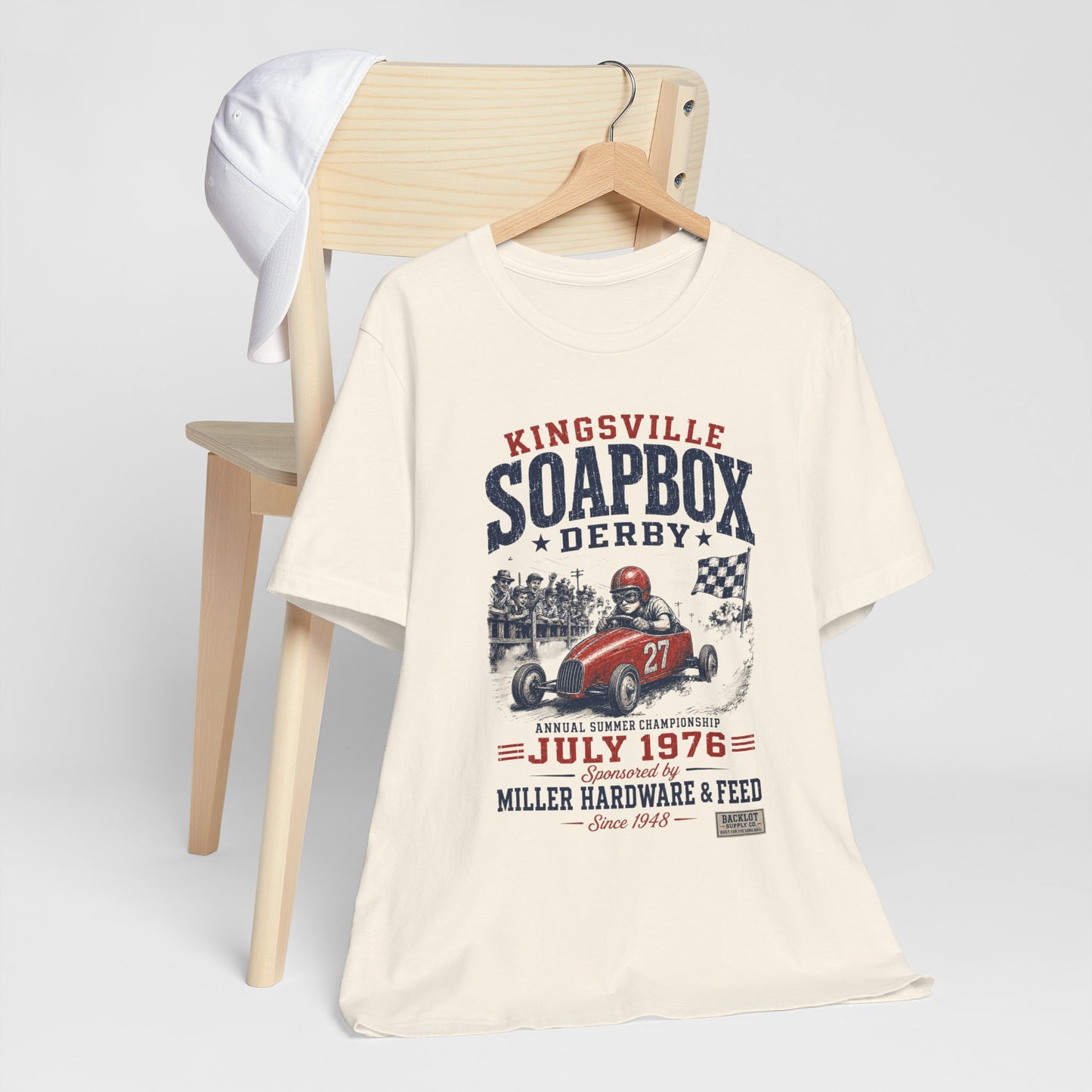 Kingsville Soapbox Derby Tee — Miller Hardware & Feed 1976 — Backlot Supply Archive